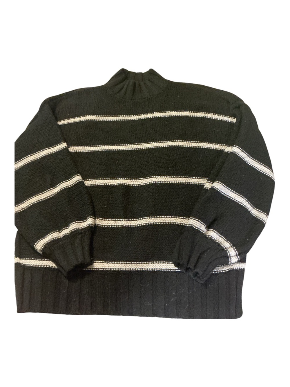 Olive + Oak Striped Chunky Knit Mock Neck Sweater